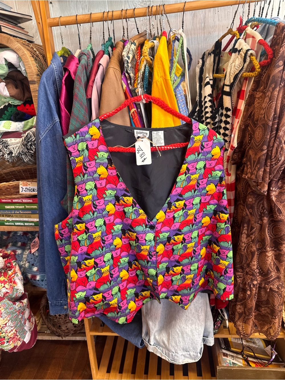 Vintage plus size retro kitty cat vest